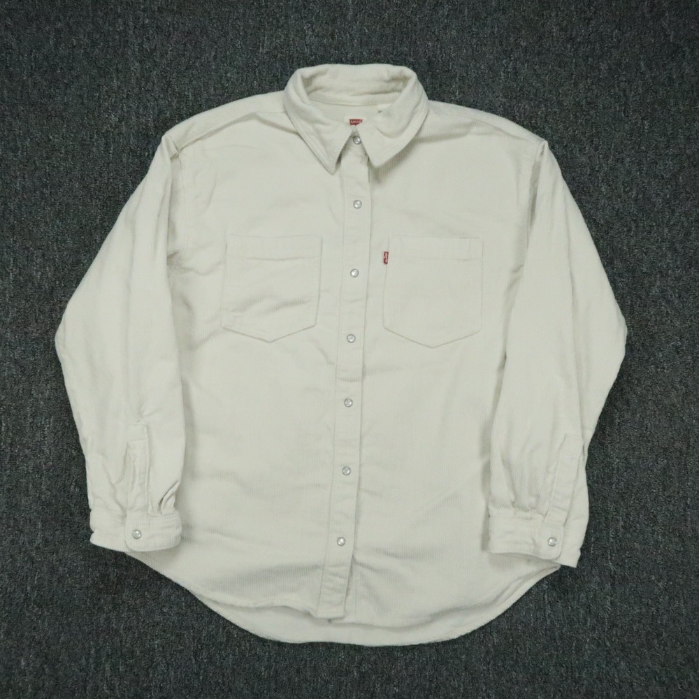 Levis Shirt Mens XS Stone Tan Corduroy Long Sleeve Pearl Snap Pockets Shacket